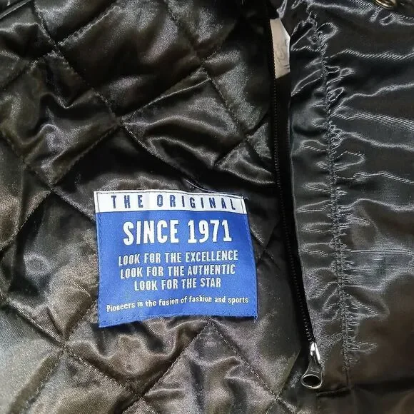 Mens large vintage starter satin bomber jacket black baseball varsity
